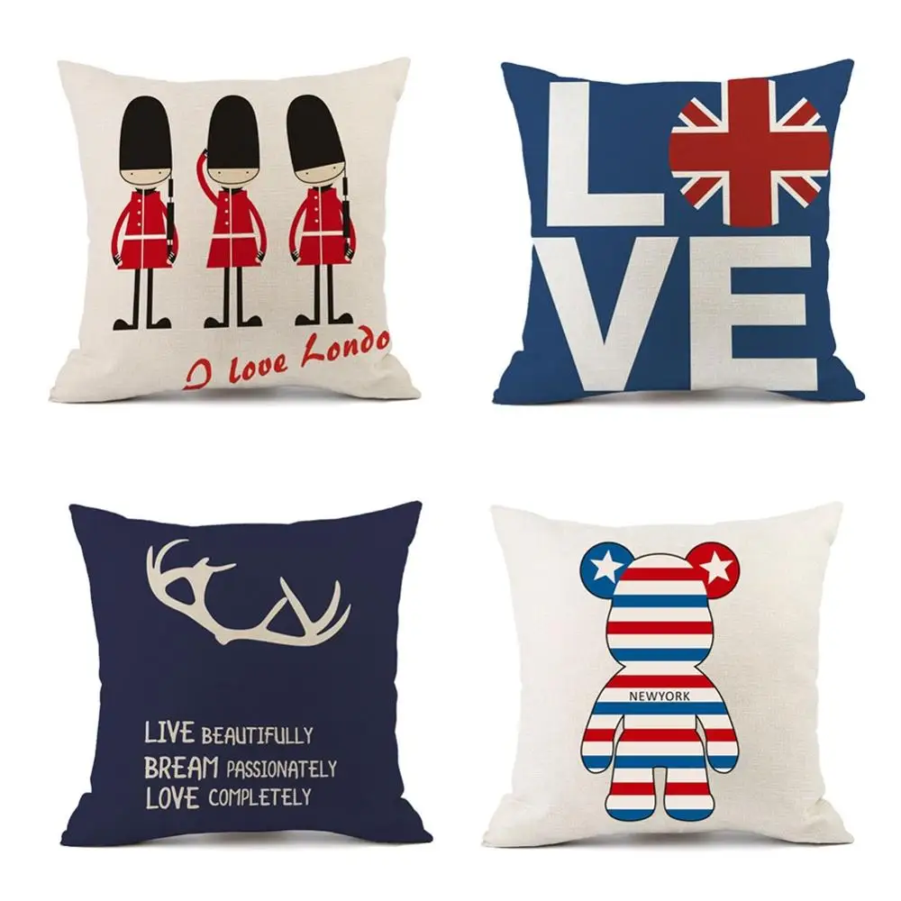 Чехол для подушки в британском стиле простой чехол из хлопка и льна на заднее