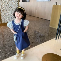 straight flower girl dress kids baby 2021 casual spring summer short sleeve pearl princess casual long style dresses children cl