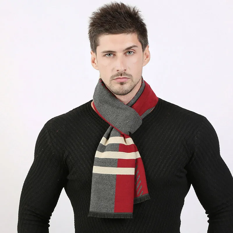 

New autumn and winter men's scarf retro Plaid Scarf business men's warm high grade wool neckline luxury Cashmere Shawl Bib
