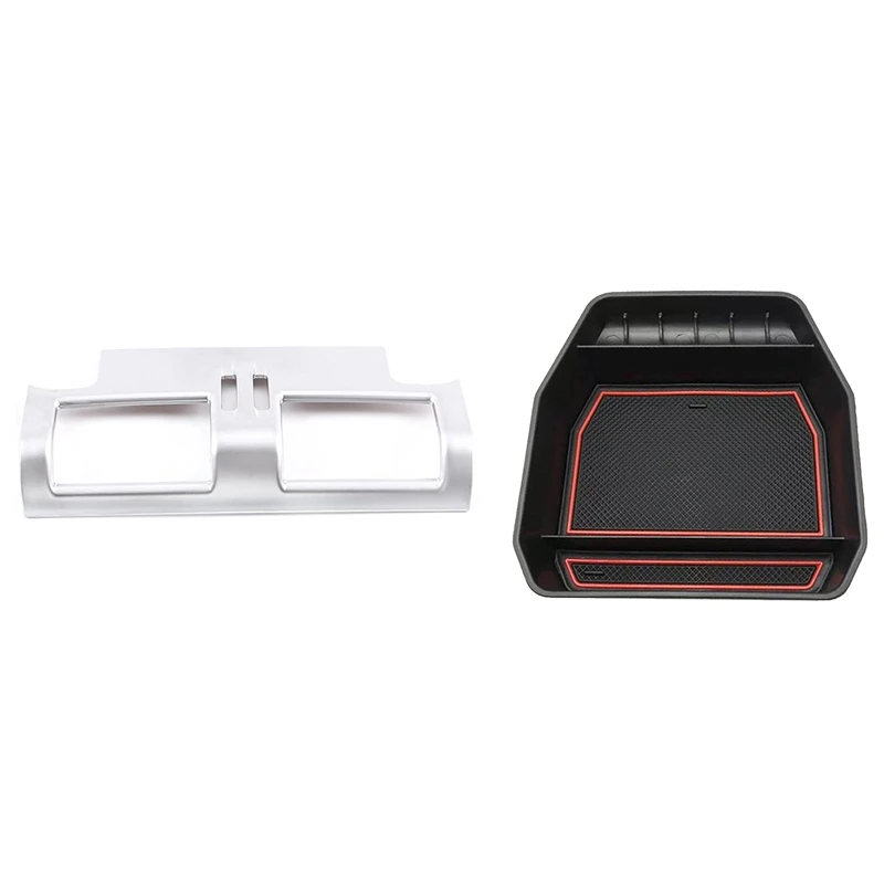 

2 Pcs Car Accessories: 1 Pcs Back Row Car Air Conditioning Air Outlet Panel Cover & 1 Pcs Car Armrest Storage Box