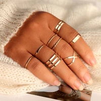 gold rings set for women 2021 trend fashion round hollow geometric design cross twist open joint ring wedding party jewelry boho
