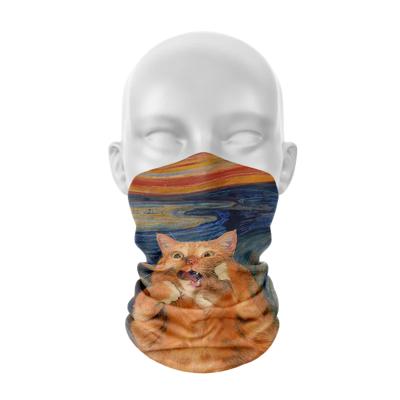 Модный женский шарф на шею с рисунком Ван Гога хиджаб забавным котом Летний