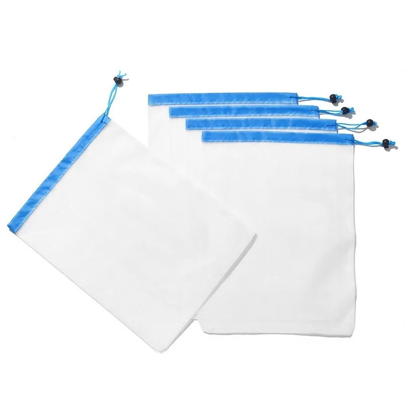 

Kitchen Washable Eco-bag Fruit and Vegetable Bag Shopping Bag Polyester Mesh Cloth Bag Set Kitchen Tools Kitchen Gadgets