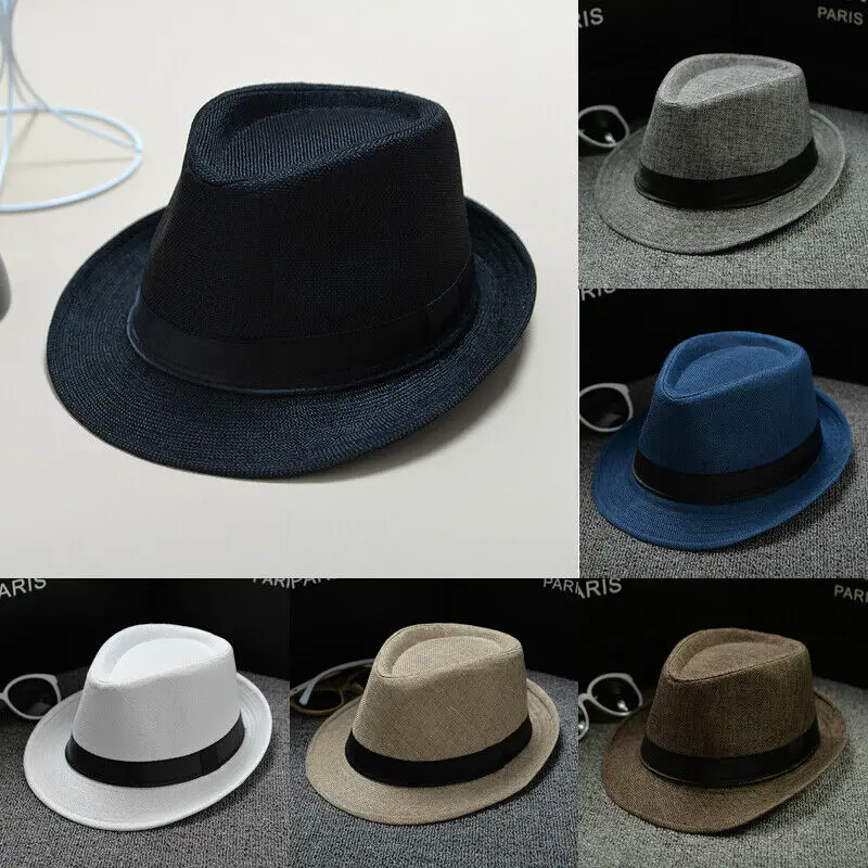 

Brand New Unisex Hat Panama Straw Fedora Trilby Cap Foldable Travel Brim Wide Mens Ladies Fedora Cowboy Summer Hats