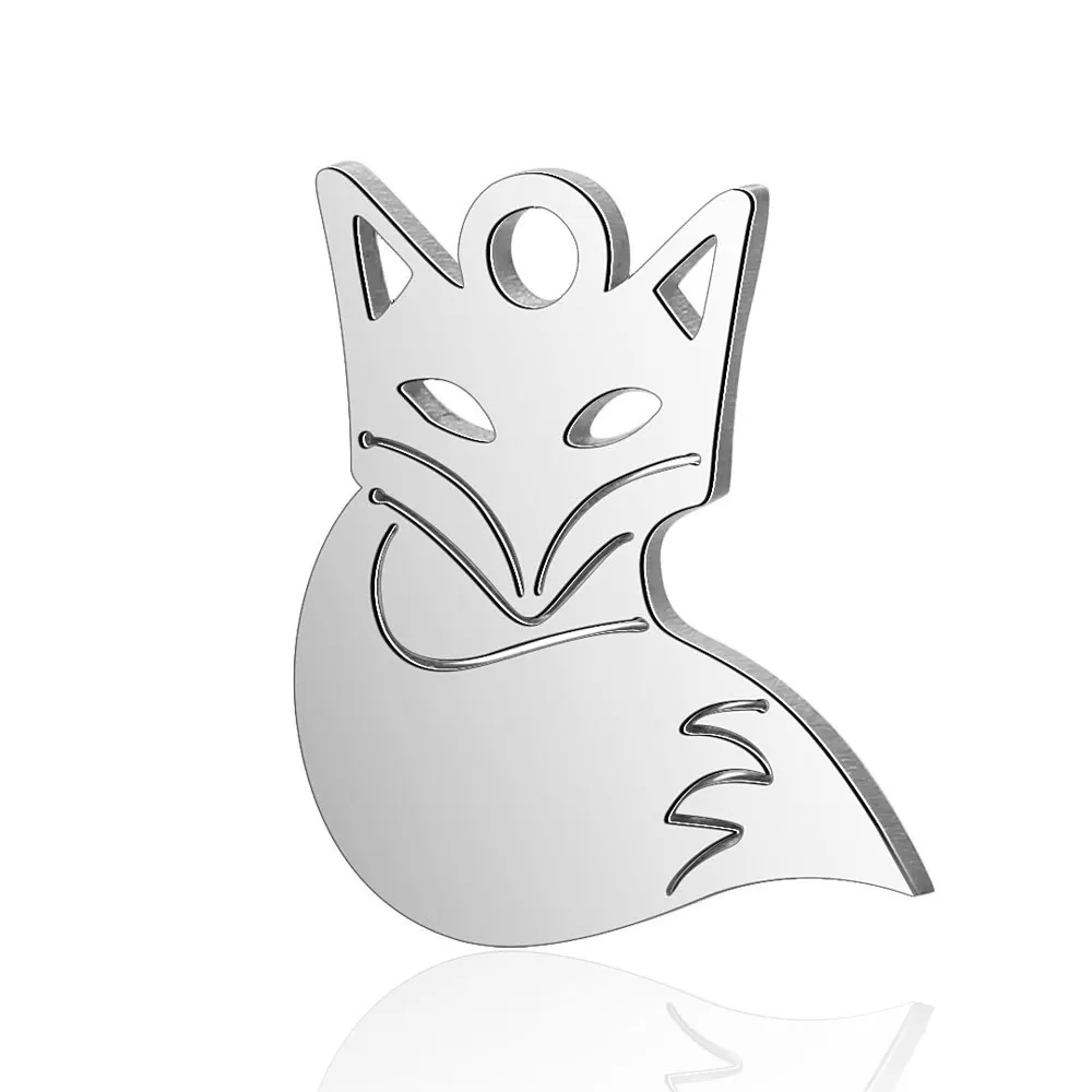 10 шт./лот 12*14 мм из нержавеющей стали ожерелье с подвеской лиса талисманы одной
