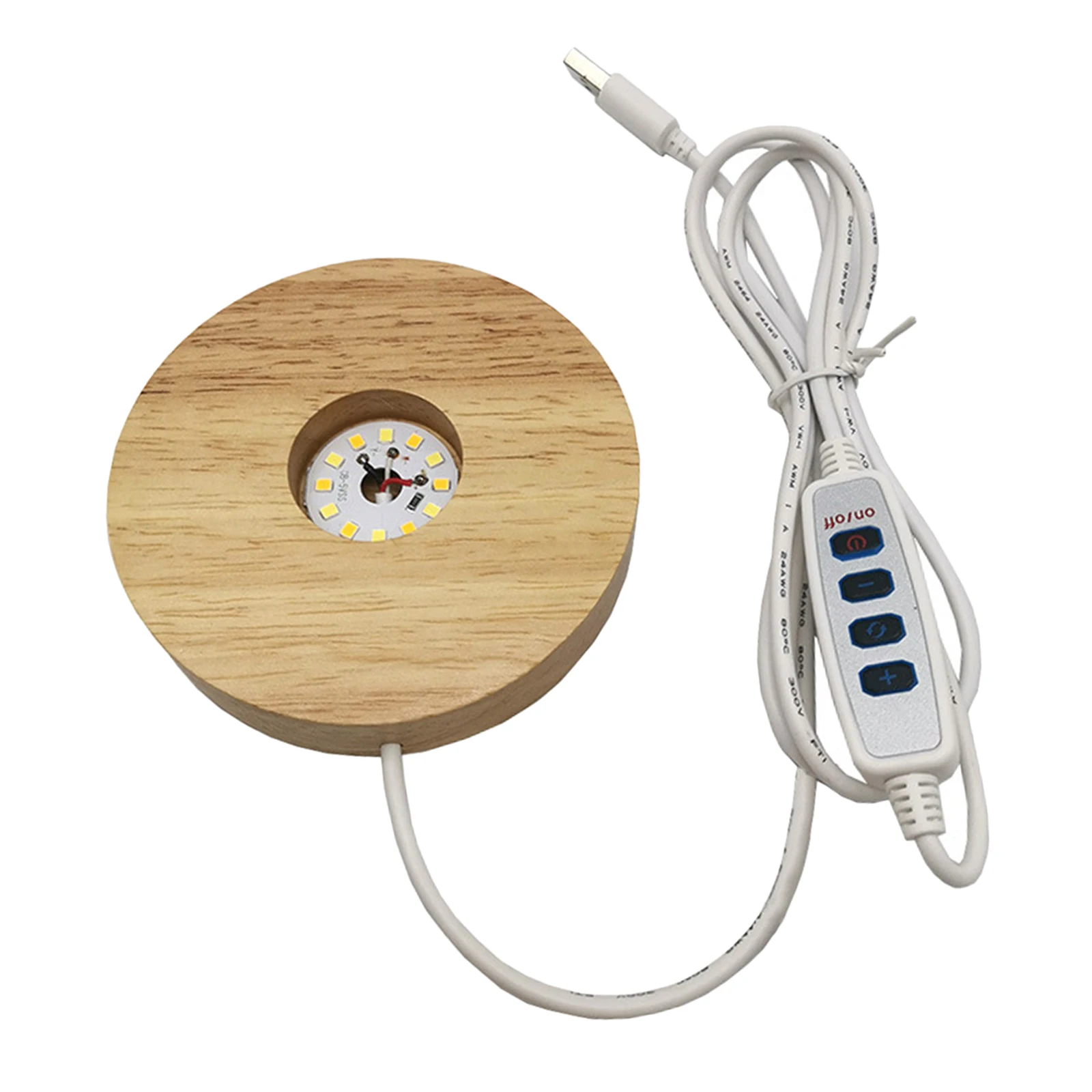 

3 Colors Wooden LED Light Base Plate Ornament for 3D Crystal Glass Romantic