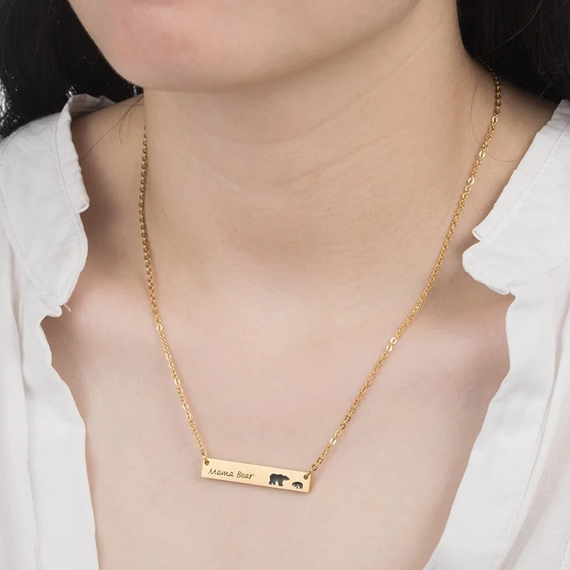 ZPAMS ожерелье из нержавеющей стали Женская этикетка с медведем животное золотое
