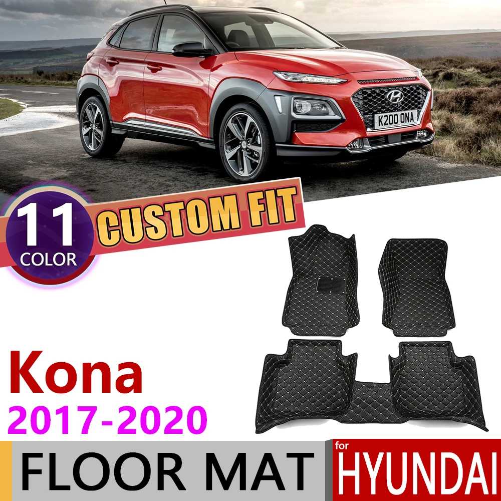 Автомобильные кожаные коврики на заказ для Hyundai Kona Kauai 2017 2018 2019 2020 5 мест Авто