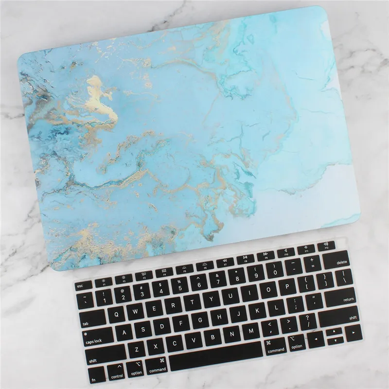 Blue Мраморный чехол для Macbook Air Pro retina 11 12 13,3 Mac Book 13 15 Touch Bar/Touch ID A1932 A2159+ чехол для клавиатуры - Цвет: Blue