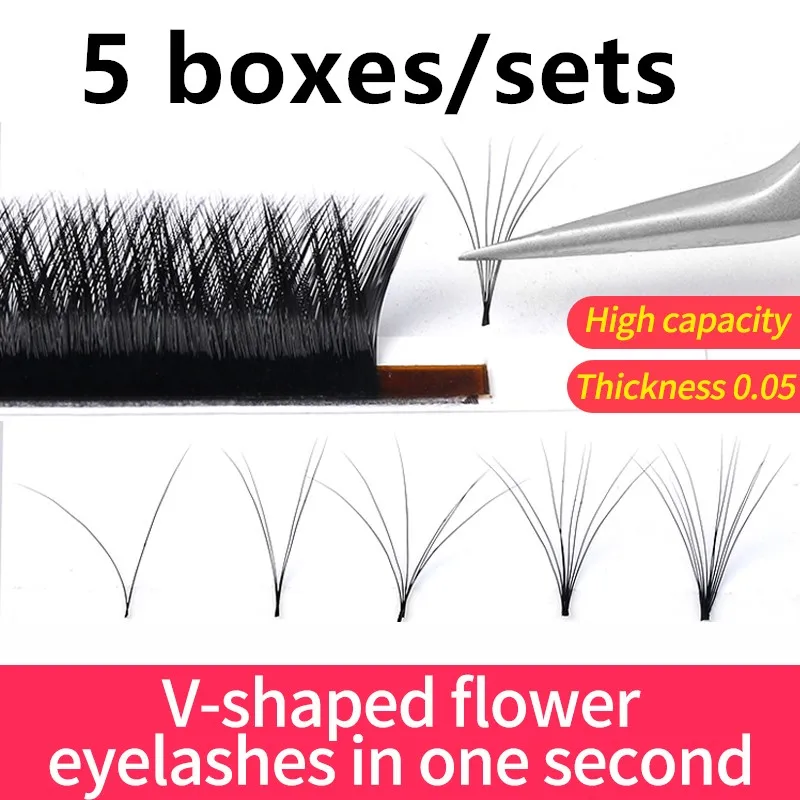 5 коробок/комплектов 1s авто веерные ресницы мягкие для самостоятельного