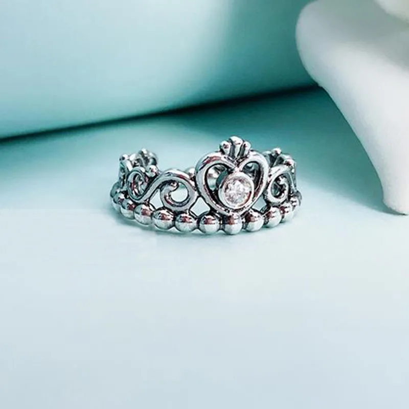

100% 925 Sterling Silver Pan Ring Silvery Retro Crown Pan Ring For Women Wedding Party Gift Fashion Jewelry