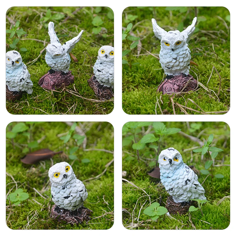 

Mini Owl Figurine Miniatures Animal Simulation Birds Micro Landscape Bonsai Adornment Fairy Garden Home Garden Resin Craft Decor