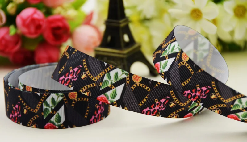 

22mm 25mm 38mm 75mm Bead Chain Cartoon printed Grosgrain Ribbon party decoration 10 Yards X-02934