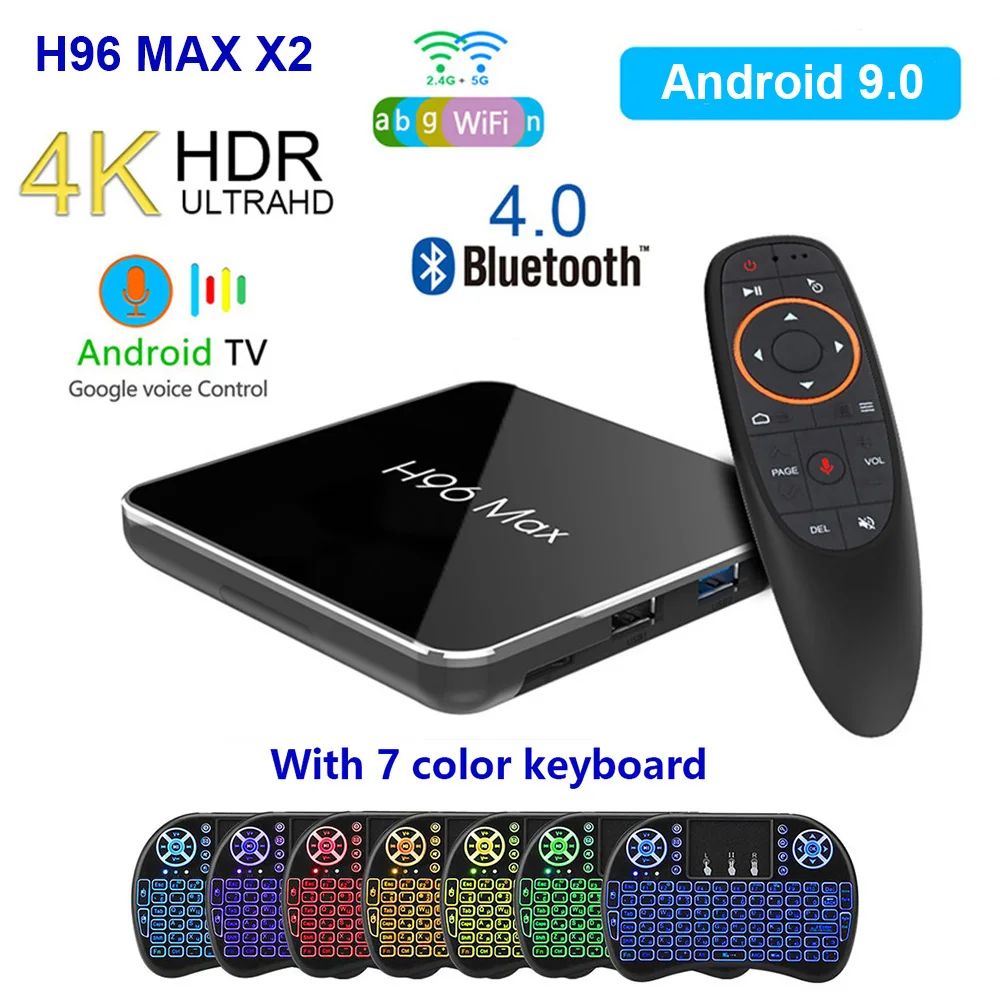 ТВ приставка H96 MAX X2 на Android 9 0 смарт 4 ГБ 64 S905X2 1080P H.265 4K медиаплеер с поддержкой