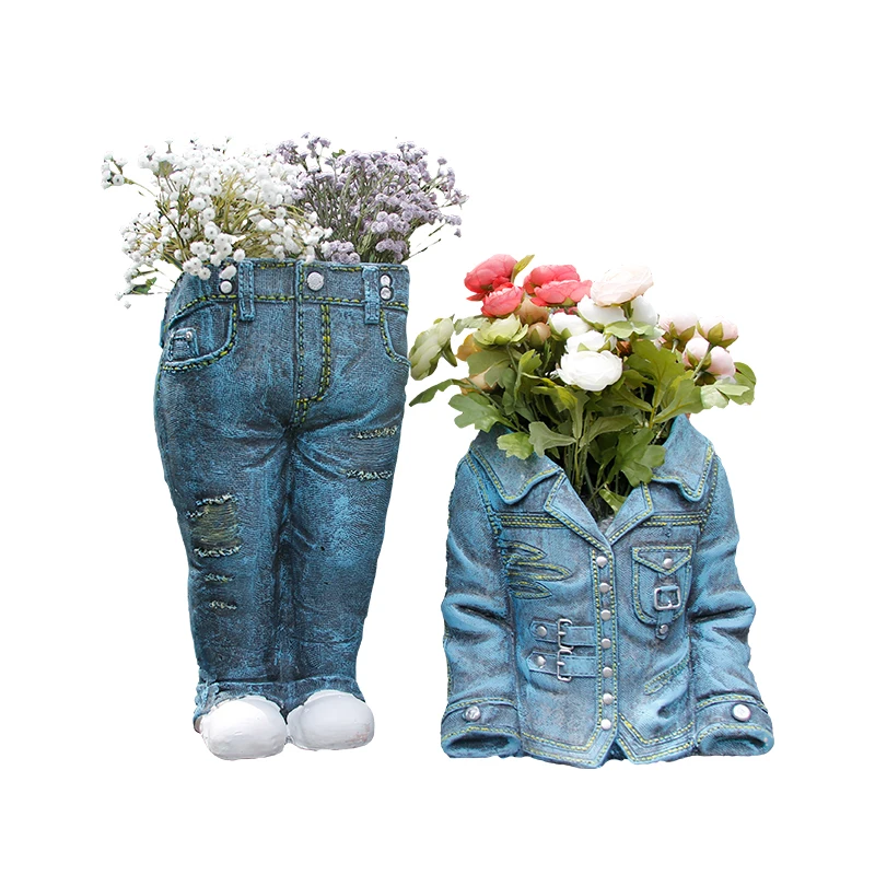 

Nordic Pastorale Trousers Me City Flower Pot Room Study Hallway Jeans Cowboy Art Pot Plant Pot Outdoor Garden Decorations R2920