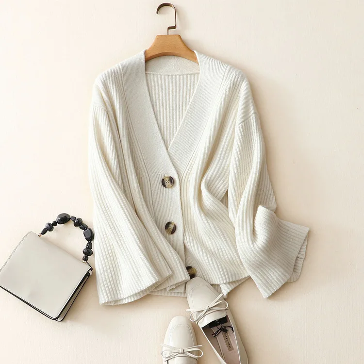 

Вязаный кардиган, кашемировый однобортный, винтажный, с v-образным вырезом, свободный, зимний, теплый, осень 2020, женская одежда, кимоно, карди...