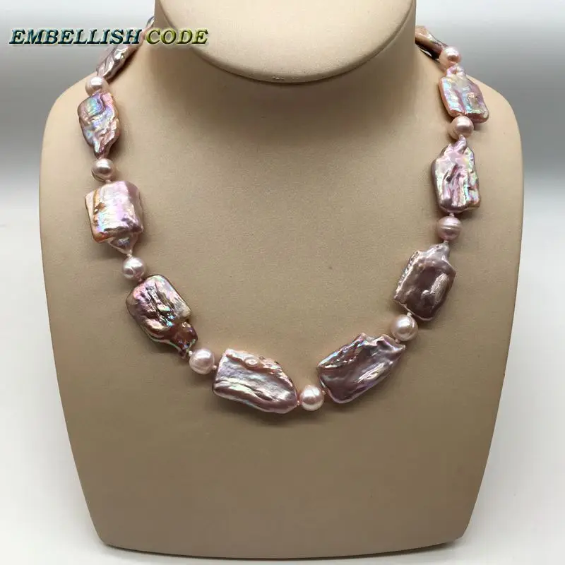 Массивное ожерелье барокко жемчуг 8 мм Бусы баклажаны фиолетовые блоки