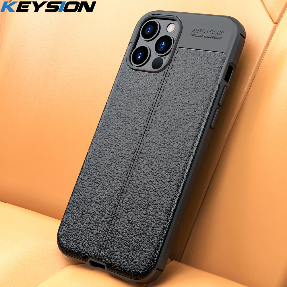 KEYSION чехол для телефона iPhone 12 Pro Max личи кожа Текстура ТПУ Силиконовый