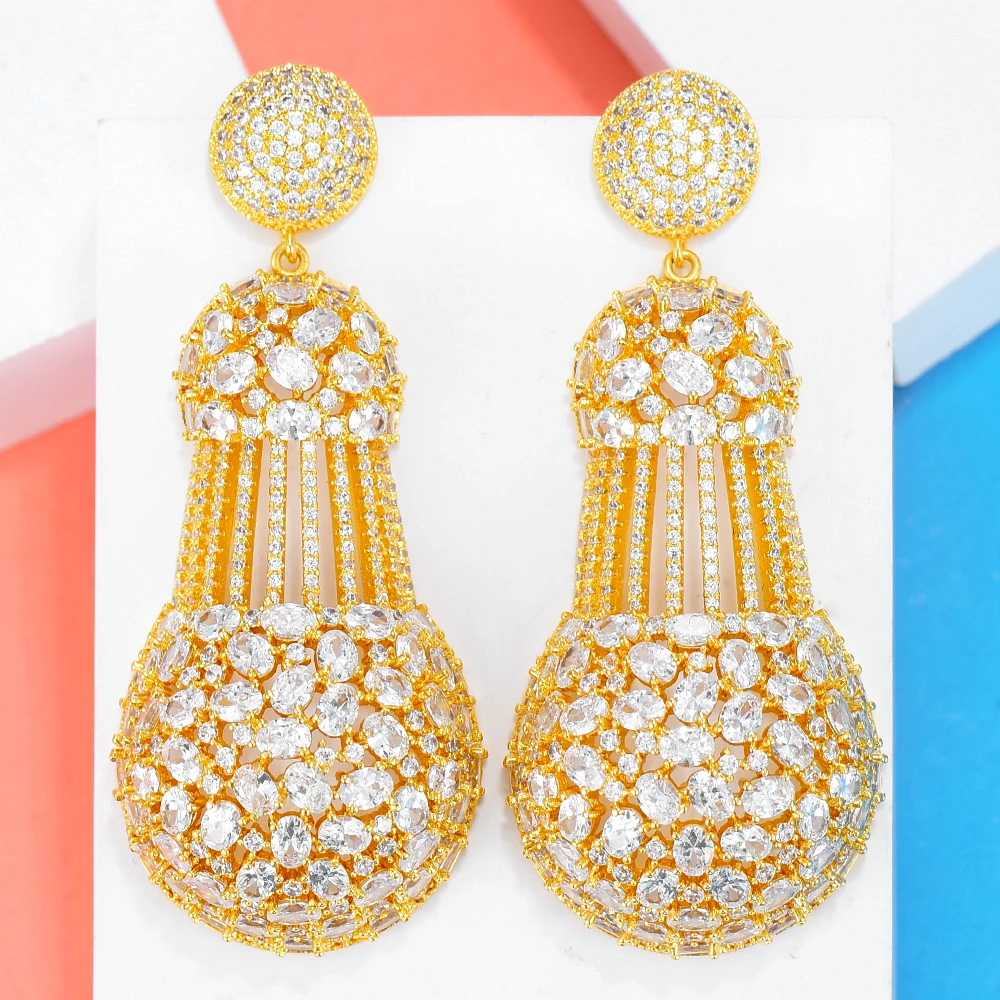 

missvikki High Quality Full CZ Dangle Earring For Noble Women Fashion Round Ball Drop Earrings ZIRCON Bridal Earrings Jewelry
