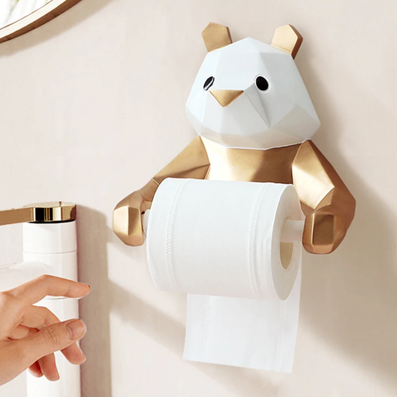 

Resin Panda Paper Roll Holder Wall-Mounted Tissue Bathroom Decor