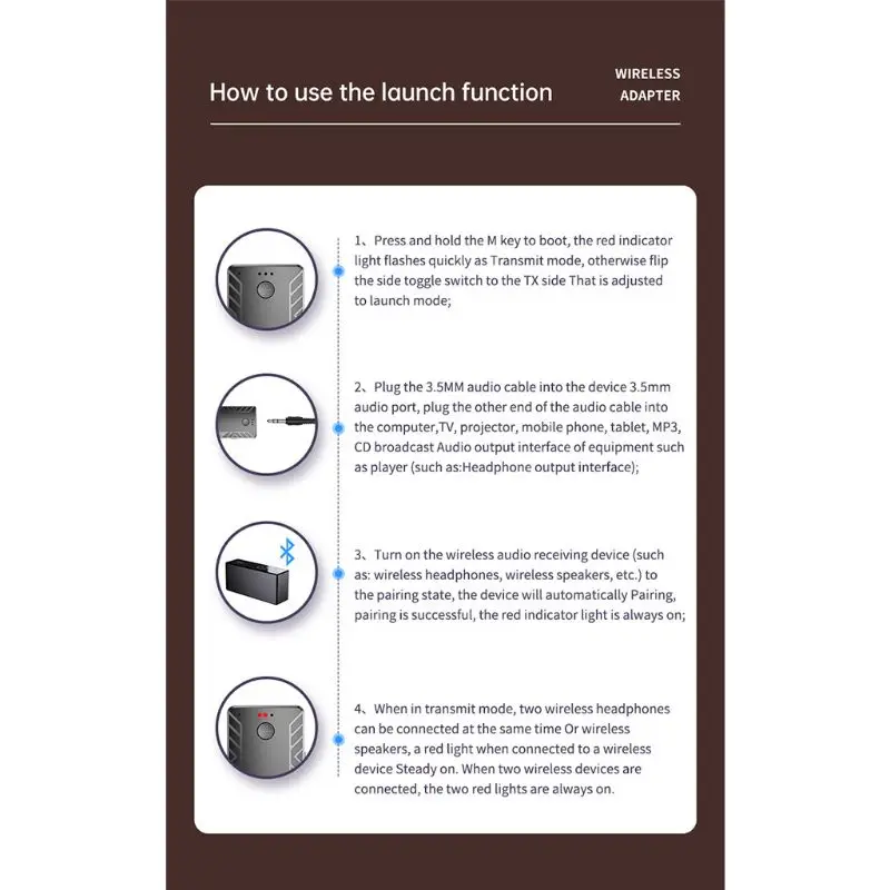 Беспроводной Bluetooth совместимый с 5 0 приемник передатчика 2 в 1 адаптер двойной