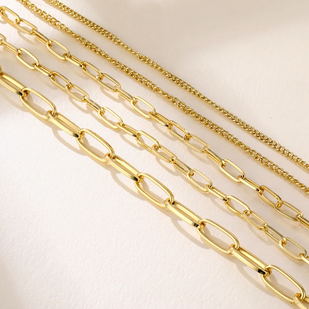 

Gold Multilayers Link Chain Necklace Punk Short Neck Necklace Women Unisex Fashion Hip Hop Gothic Gold Clavicle Chain Jewelry