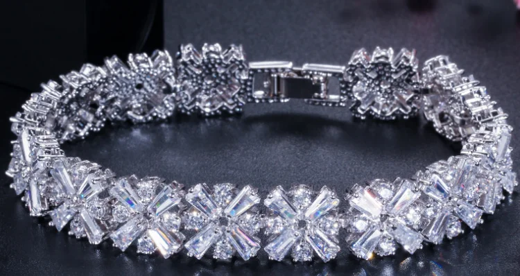 

YPD188 925 Sterling Silver Wedding Pearl Zircon Necklace Earrings crystal lovers Bracelet