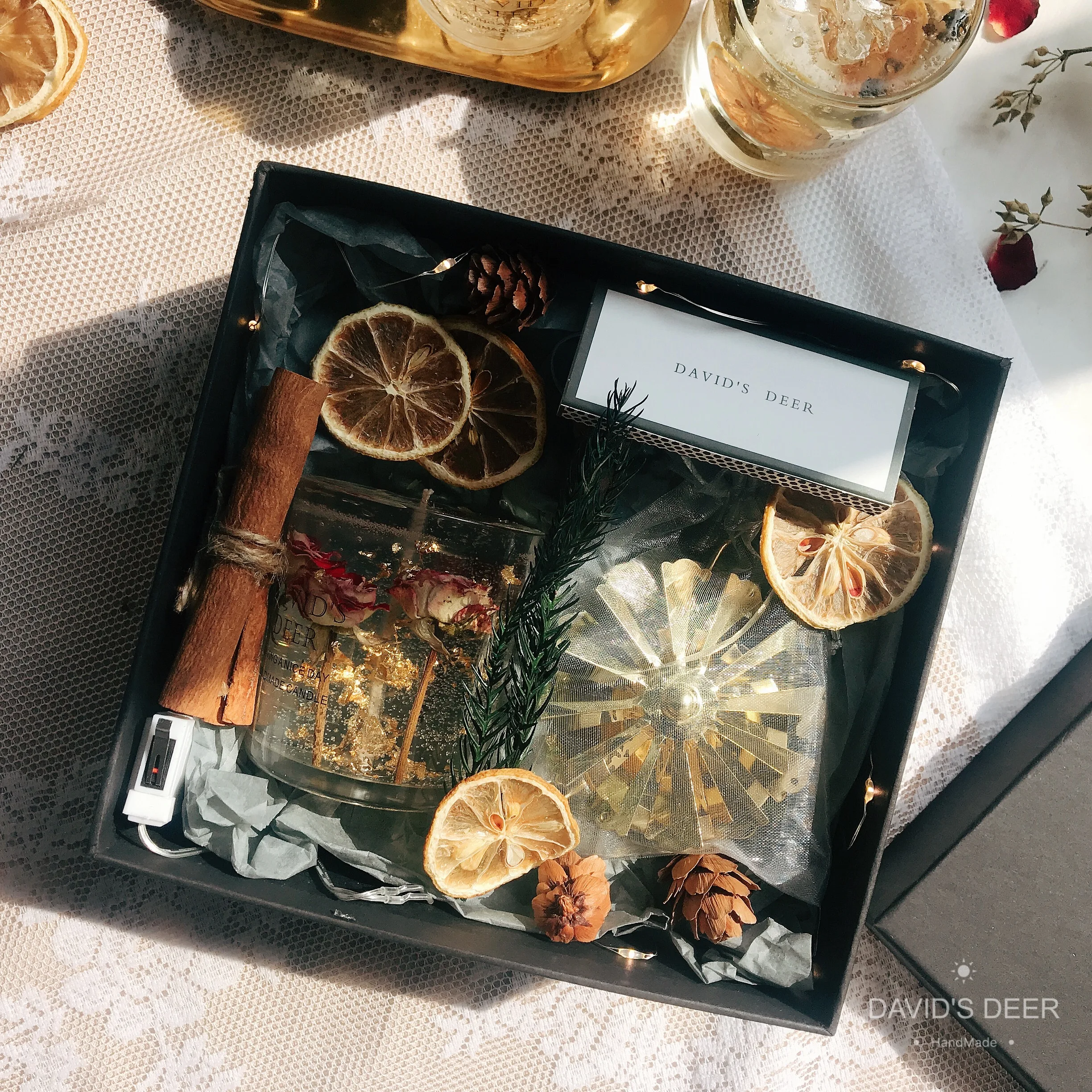 Ручной работы сухоцветов прозрачные воск Подарочная коробка парфюмерный