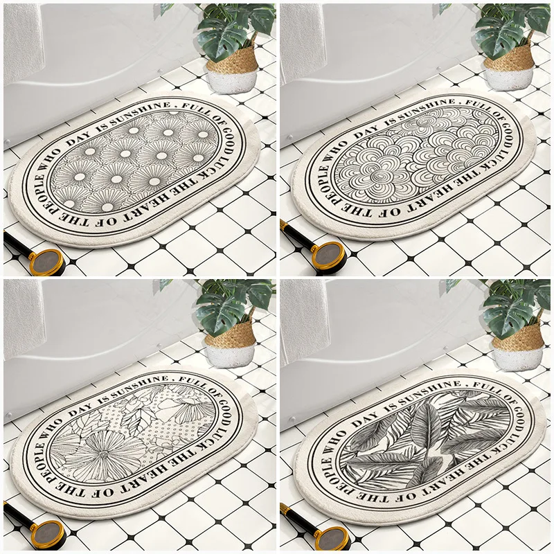 

Simple Aesthetics Flower Bath Mat White Imitation Cashmere Oval Blanket Non-slip Home Decor Rug 100% Polyester Alfombra