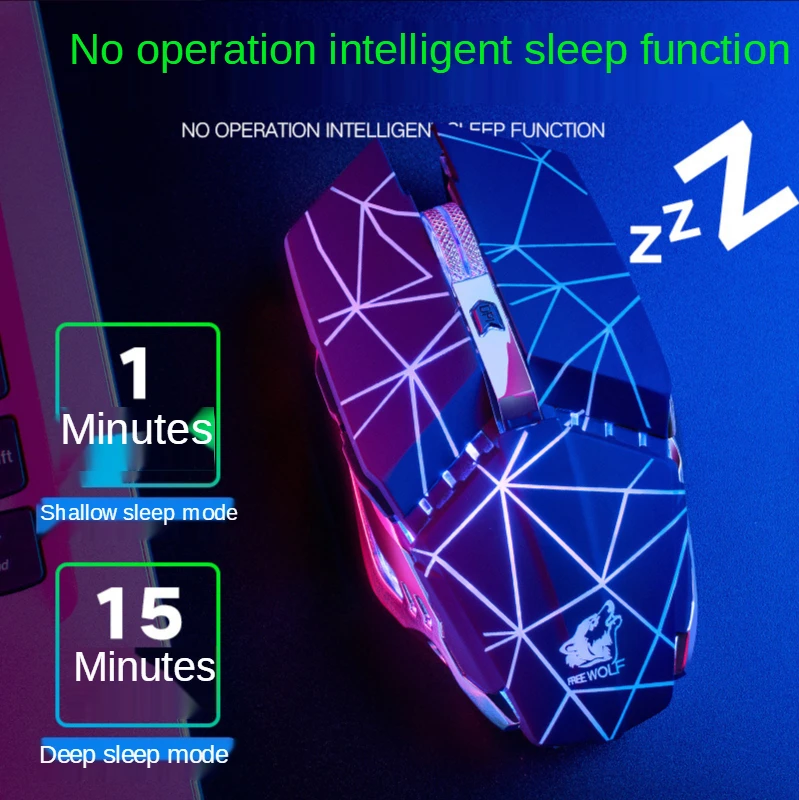 

Liberty Wolf X11 Wireless Silent Mouse Rechargeable Luminous Mechanical Gaming Mouse 2.4G Wireless E-sports Gaming Mouse for PC