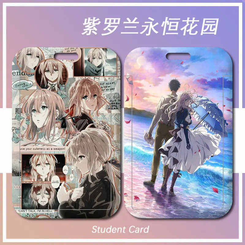 

Violet Evergarden card holder student campus card transportation card with lanyard id card holder school supplies badge clip