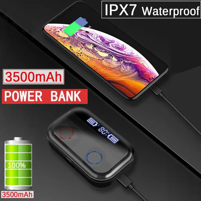 

X11 TWS Wireless Earphone Bluetooth 5.0 Touch Control Headset Sport Stereo Earbuds IPX7 with Power Display 3500mAh Charging Case