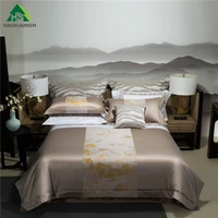 wanli mountain and river bedding sets jacquard bed linens duvet cover pillowcase bedsheet beige gold comforter quilt bedroom
