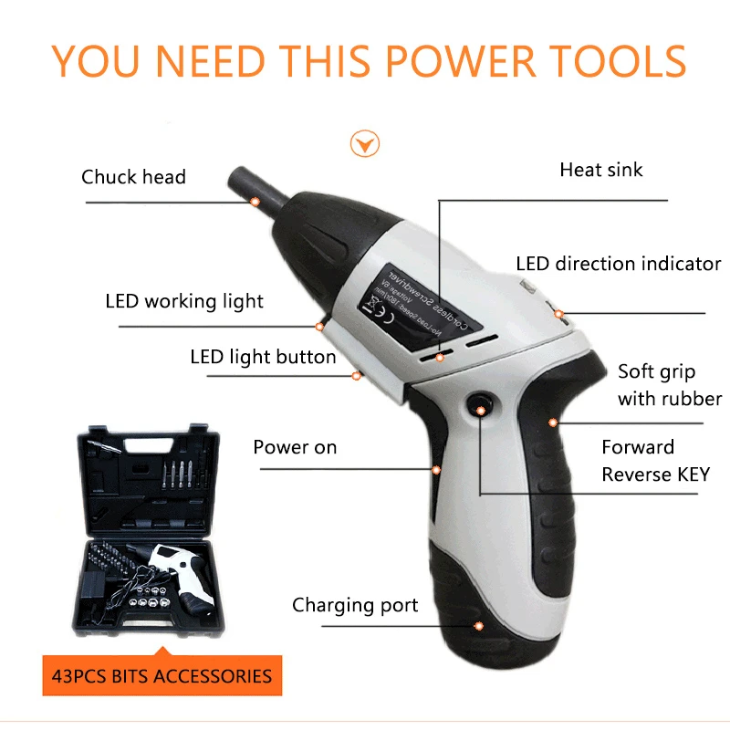 Мини Электрическая отвертка литиевый Аккумуляторный шуруповерт набор