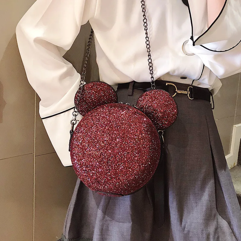 Disney Микки Маус женские модные сумочки на плечо милые Мультяшные женские маленькая круглая сумка мессенджер женская сумка для хранения