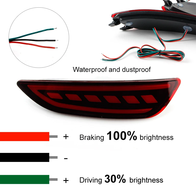 2pcs For Hyundai Solaris Accent Alis hatchback 2011- 2014 Rear Bumper Reflector Lights Warning Light Tail Fog Lamp Daytime light |