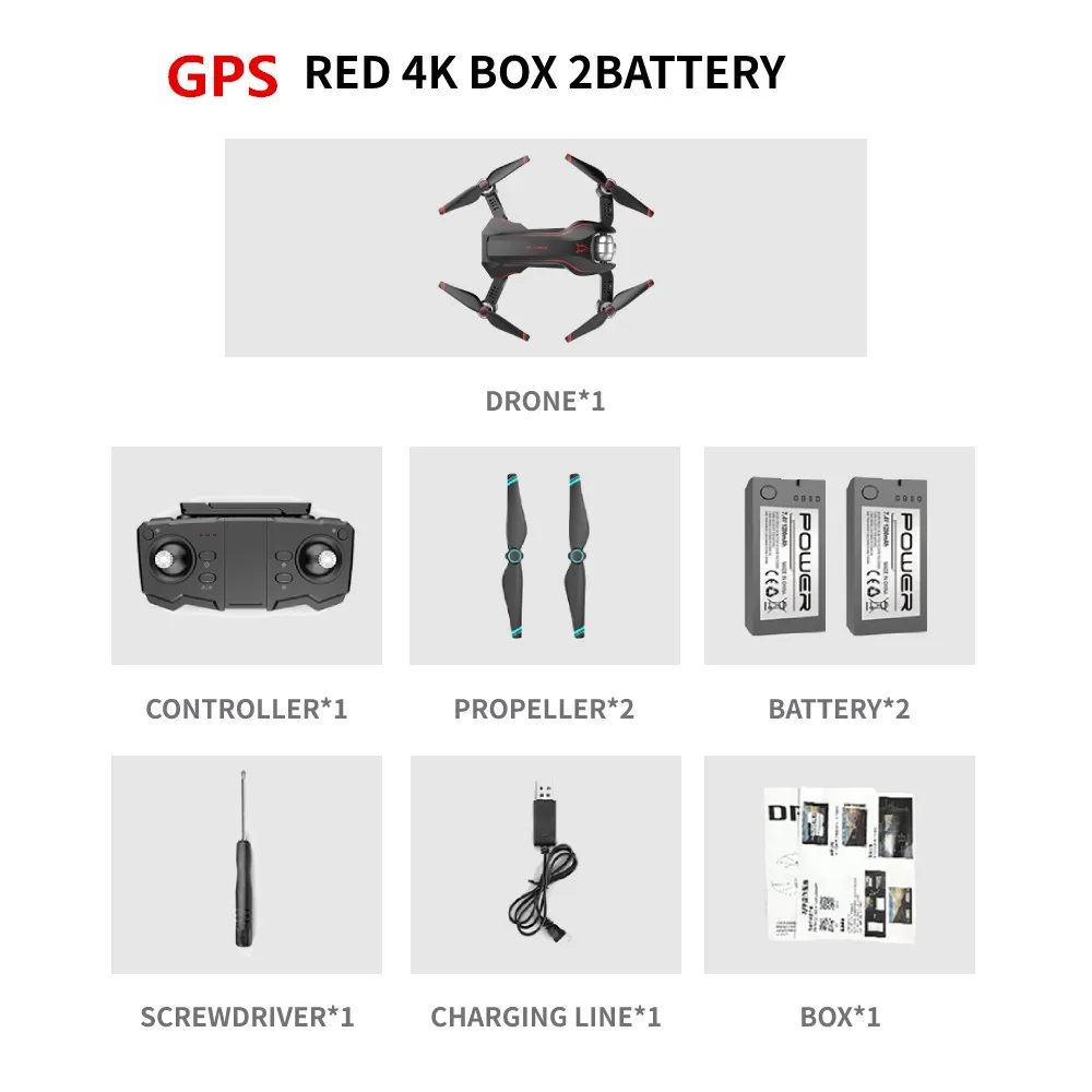 GPS Red 4K Box 2B Радиоуправляемый квадрокоптер S20 Дрон gps 4K HD Двойная камера 5G wifi FPV складной селфи Дрон профессиональный оптический поток 500 м дальние расстояния - Цвет: GPS Red 4K Box 2B