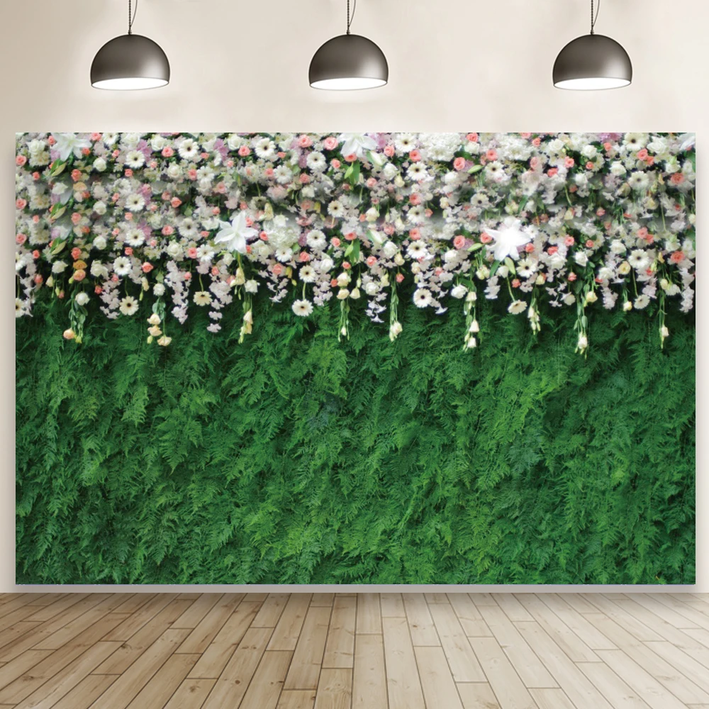

Фон для фотосъемки с зелеными растениями и цветами на стену декор для свадьбы Вечерние новорожденных детей Портретные фоны