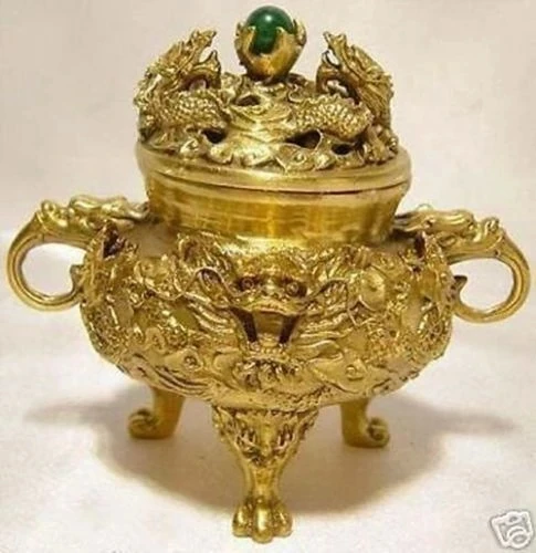 

Изысканная китайская Коллекционная латунная горелка для благовоний Коулун