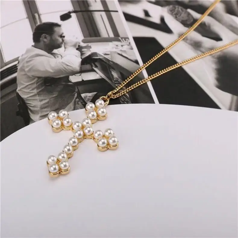 3 шт. Новое поступление жемчужные кресты цепочка для свитера женское длинное