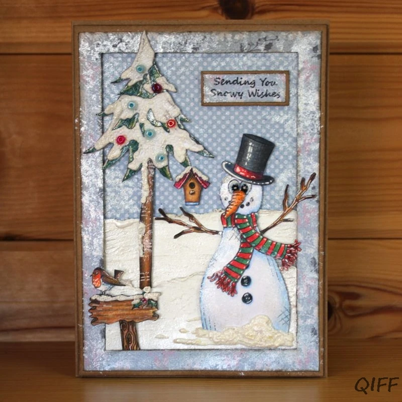 Рождественский Снеговик Силиконовая печать штамп сделай сам скрапбукинг