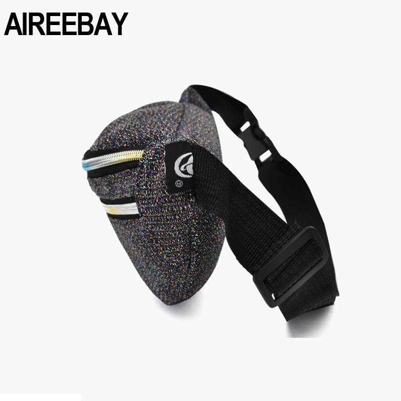 AIREEBAY Женская поясная сумка, новая брендовая модная сумка с блестками, Повседневная Женская поясная сумка, Золотая пряжа, тканевая сумка для телефона, кошелек для денег
