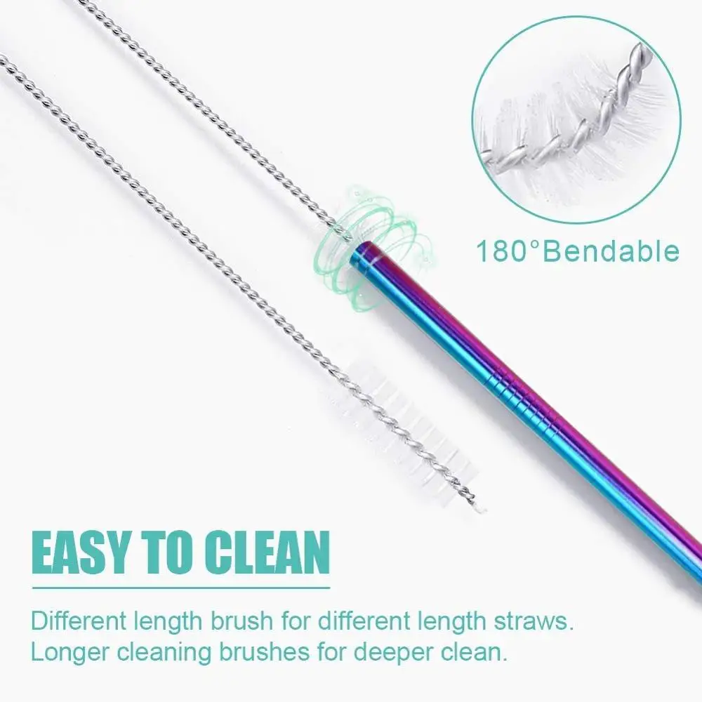 80Pcs 8mm*215mm Reusable Metal Straw 304 Stainless Steel Drinking Straight Bent Straws Eco-friendly Party Bar Accessories | Дом и сад