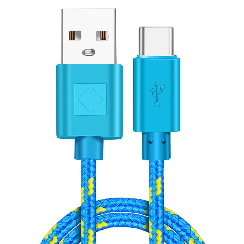 Blue Type C Olnylo usb type C кабель для быстрой зарядки кабель для передачи данных для samsung S10 S9 Note 9 Oneplus 7 xiaomi huawei телефонный кабель type-c USB C кабели - Цвет: Blue Type C