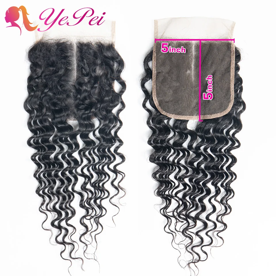 5x5 100% человеческие волосы с глубокой волной швейцарская кружевная застежка 10 20