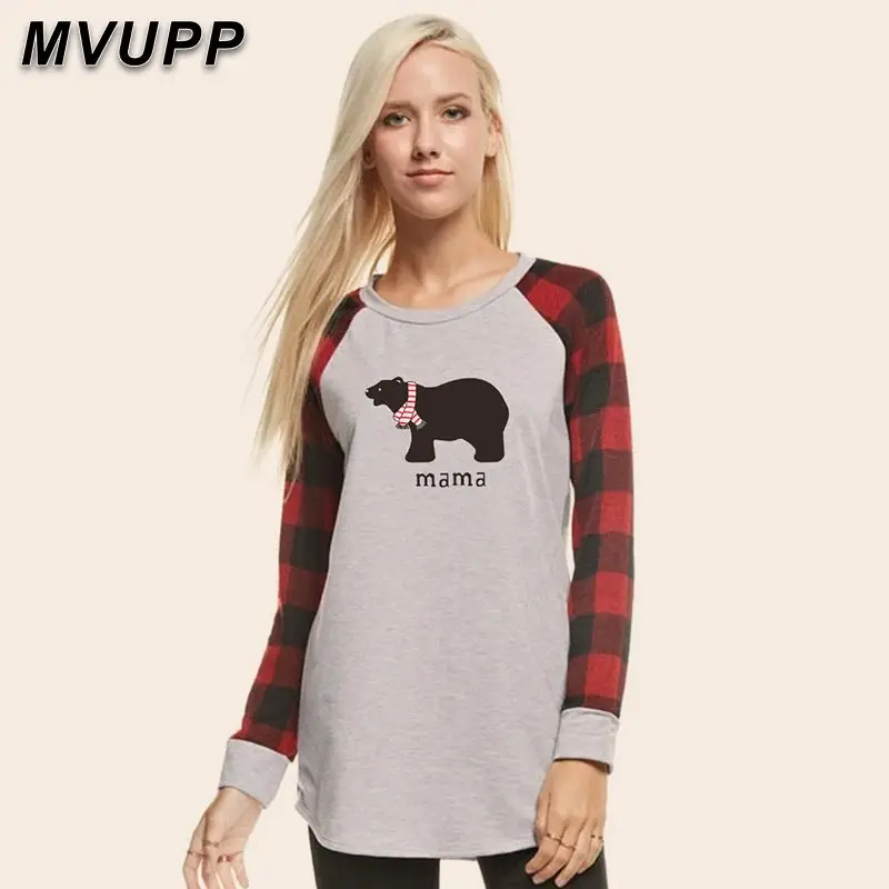 Семейные комплекты с рисунком медведя хлопковая клетчатая одежда для мамы и