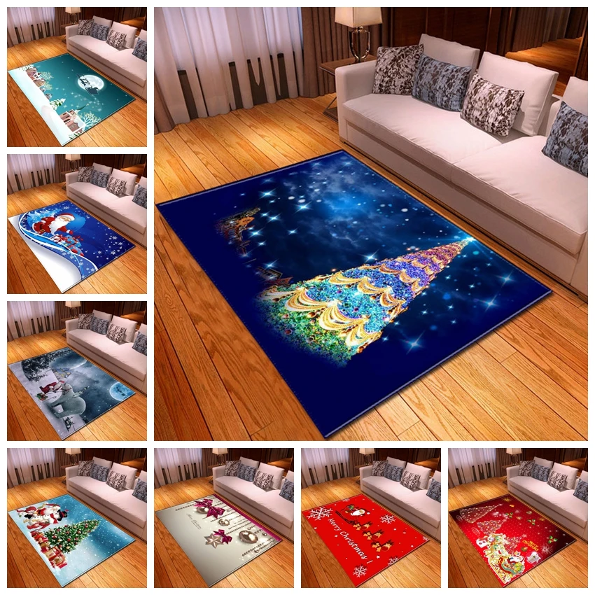 

150X200cm Christmas Style Carpets Non-Slip Xmas Carpet for Living Room Bedroom Study Rectangle Area Rugs Mats Holiday Decoration