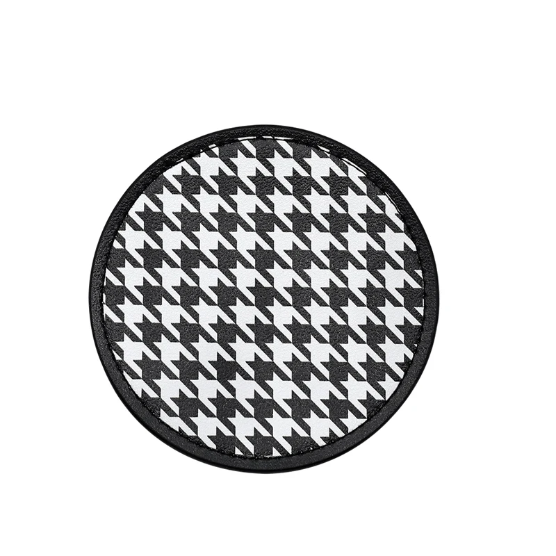 

8PCS PU Leather Coaster Holder Set Tea Coffee Milk Tray Round Thicken Non-slip Insulation Pad Placemat With Metal Holder