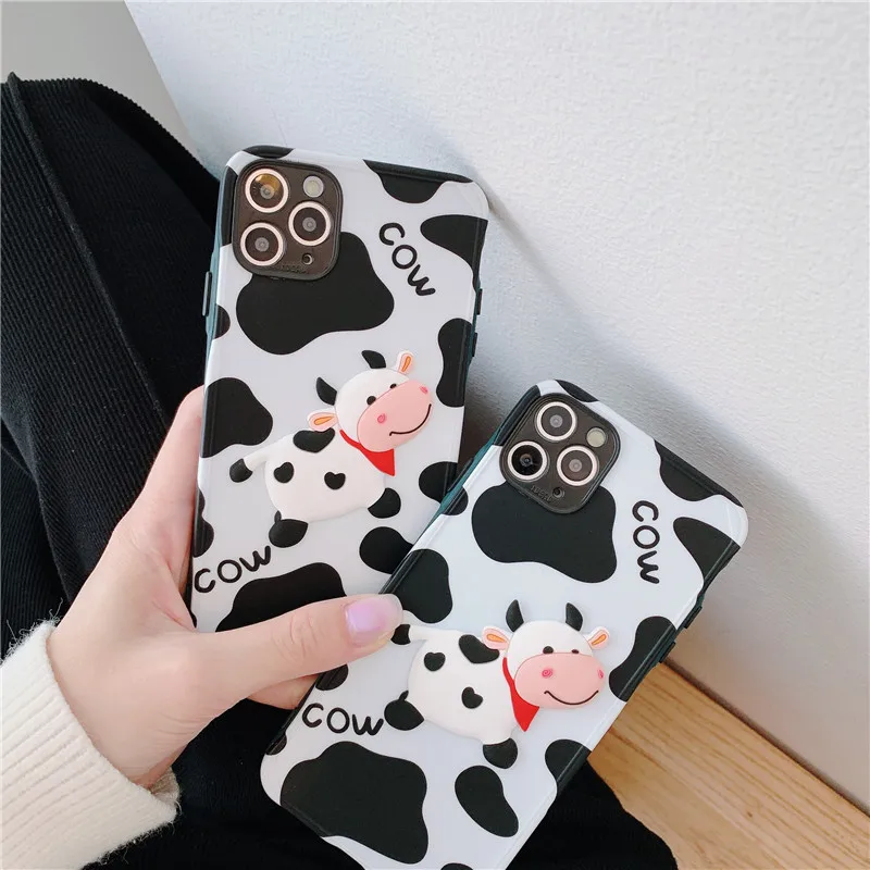 

Three-Dimensional Color Key Cow Iphone11/12pro for Apple Xsmax Phone Case XR Protective Case 7/8Plus iphone 11 case