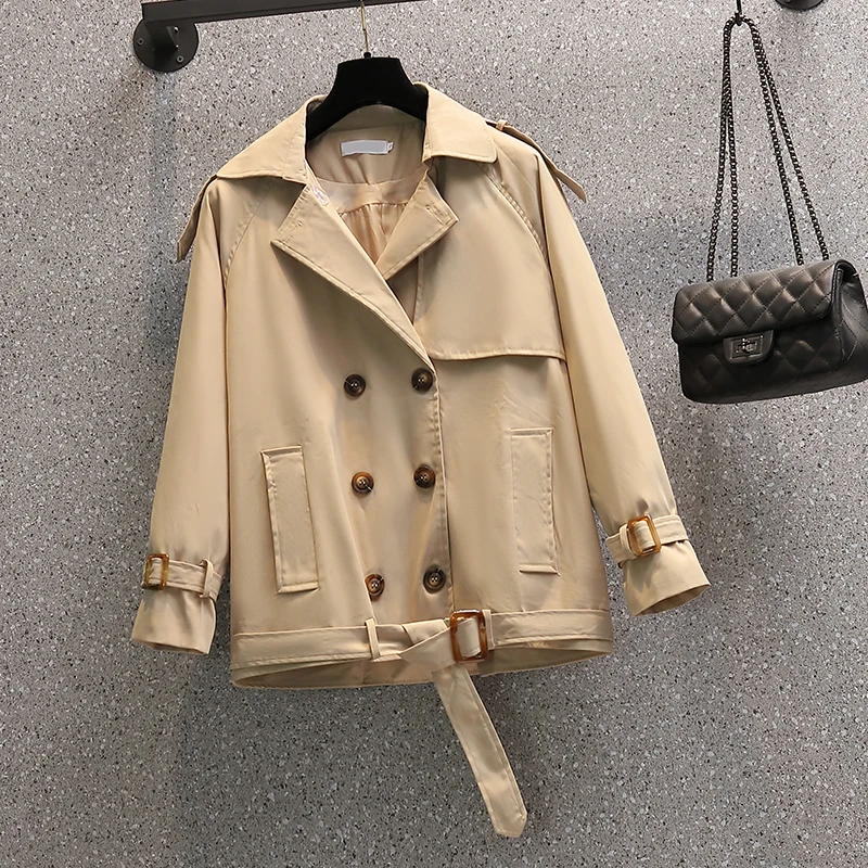 

SuperAen Plus Size Autumn Loose Short Style Slim Windbreaker Solid Casual Office Lady Women Jacket